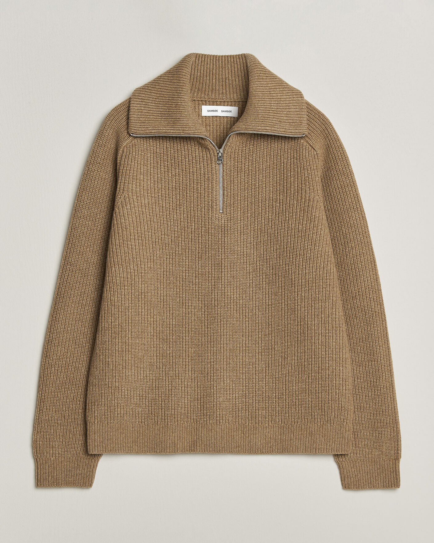 Men | Sweaters & Knitwear | Samsøe Samsøe | Rick Wool Heavy Knitted Half Zip Lead Gray