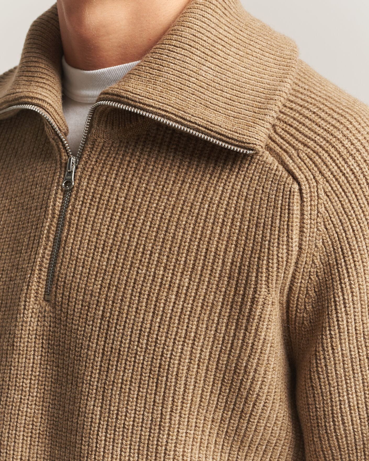 Men | Sweaters & Knitwear | Samsøe Samsøe | Rick Wool Heavy Knitted Half Zip Lead Gray