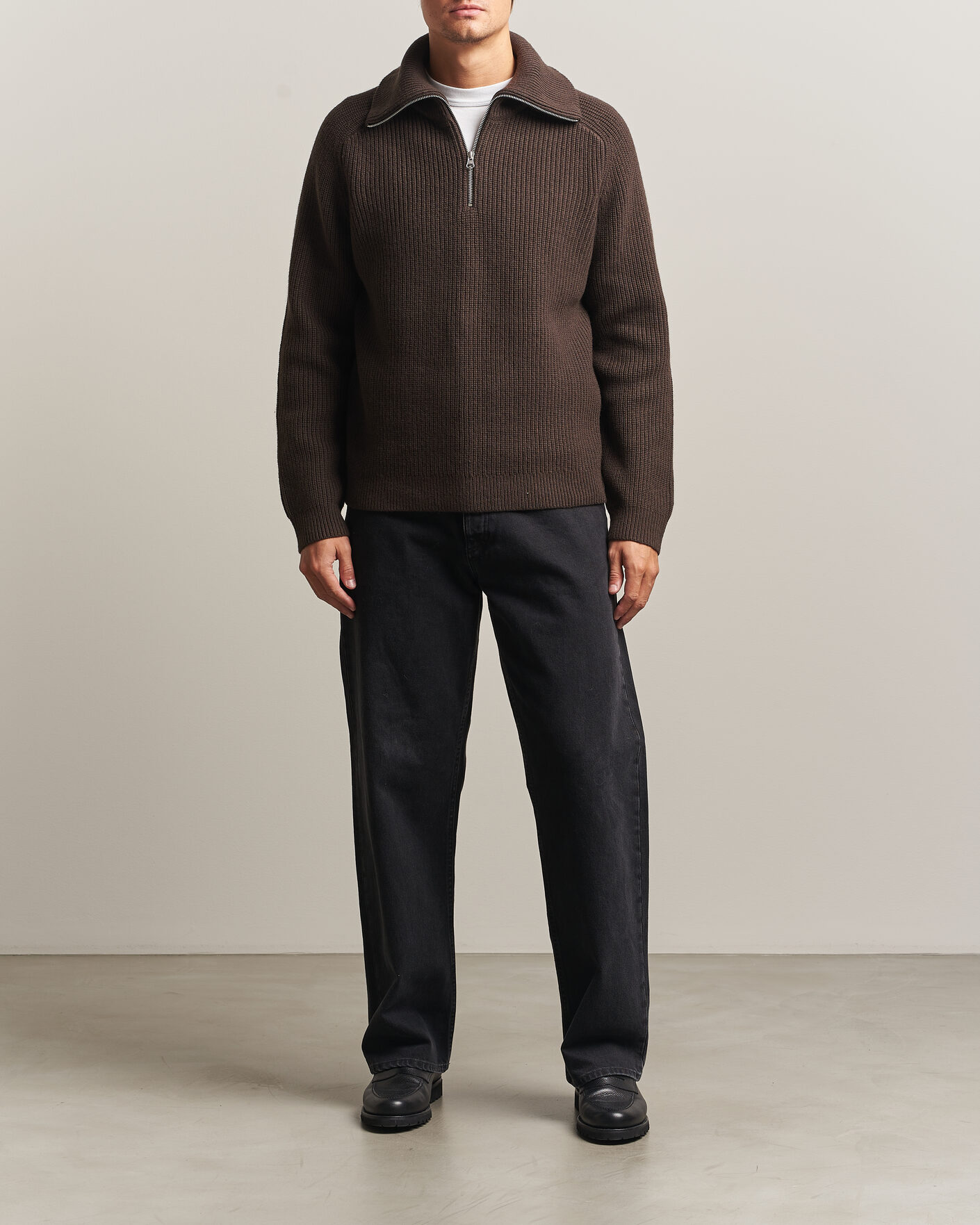 Men | Sweaters & Knitwear | Samsøe Samsøe | Rick Wool Heavy Knitted Half Zip Delicioso