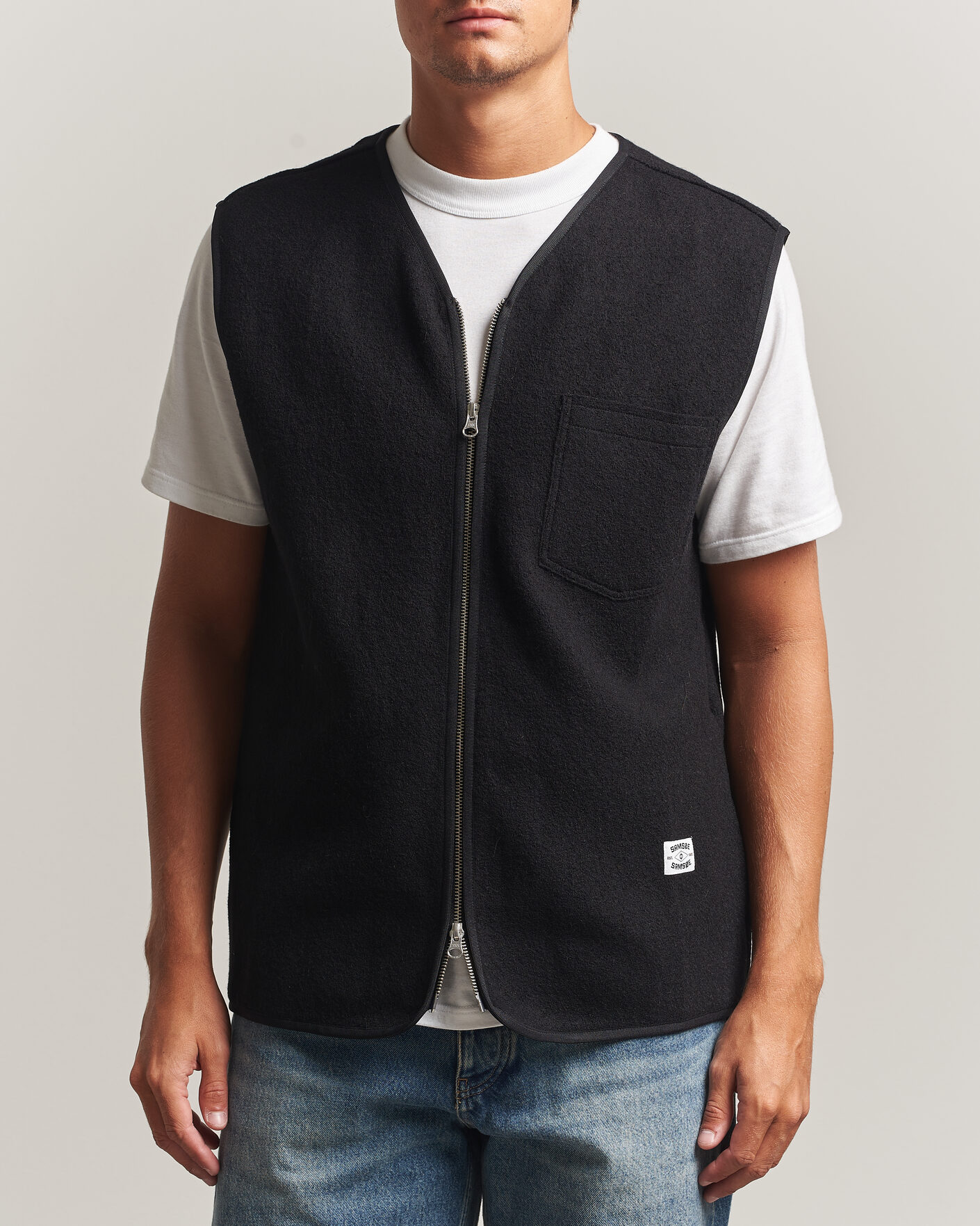 Men | Sweaters & Knitwear | Samsøe Samsøe | Hannes Boiled Wool Vest Black