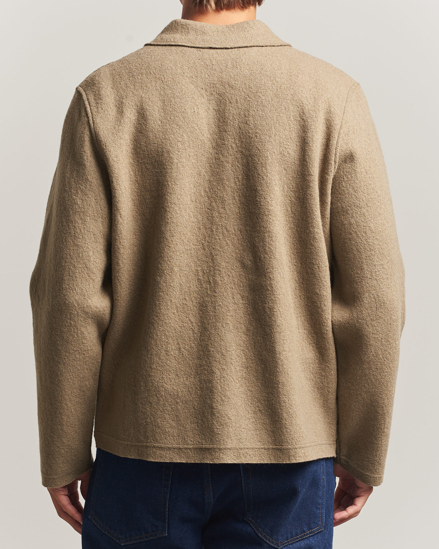 Men | Sweaters & Knitwear | Samsøe Samsøe | Hannes Boiled Wool Full Zip Lead Gray