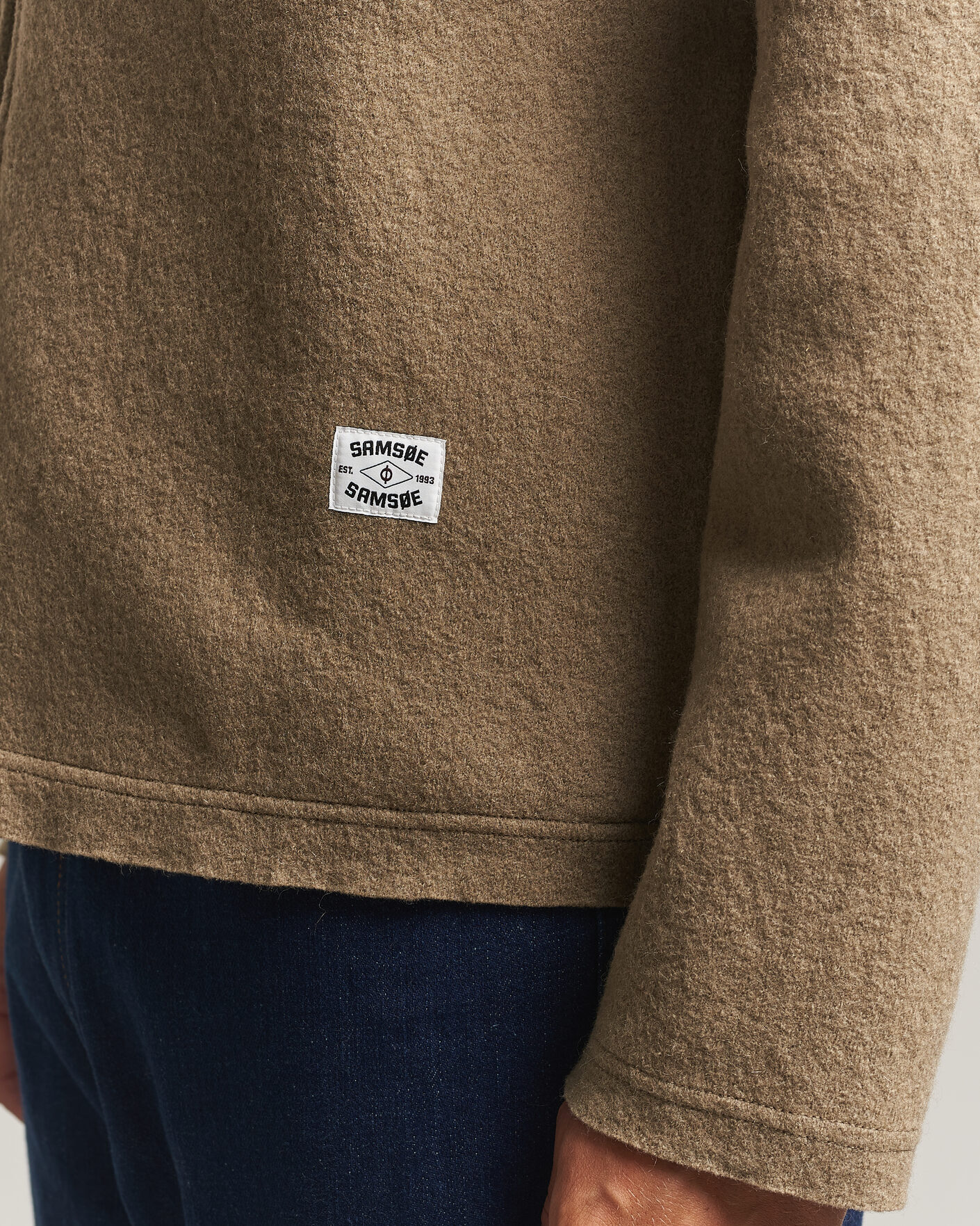 Men | Sweaters & Knitwear | Samsøe Samsøe | Hannes Boiled Wool Full Zip Lead Gray