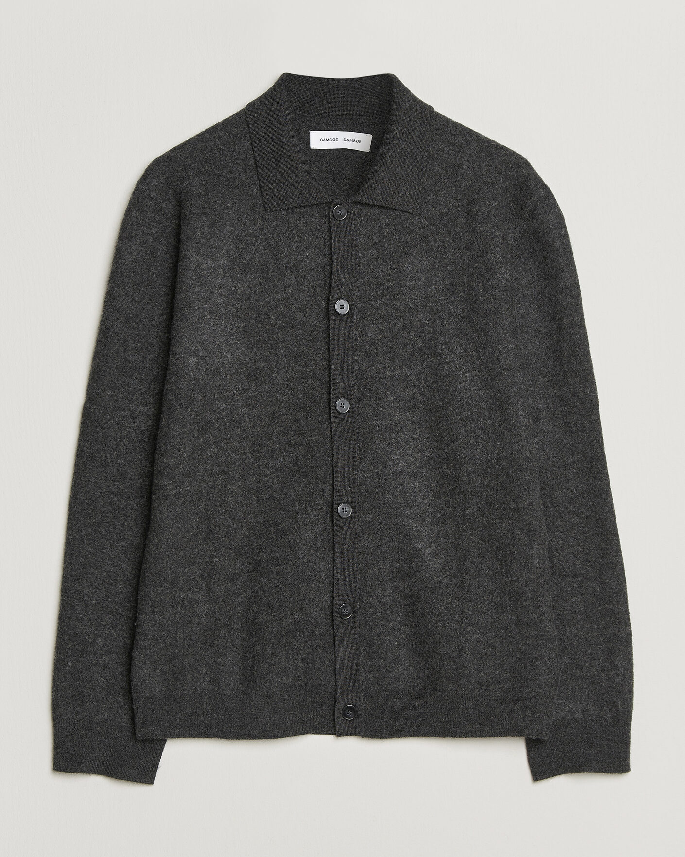 Men | Sweaters & Knitwear | Samsøe Samsøe | Richard Wool Knitted Cardigan Dark Grey Melange