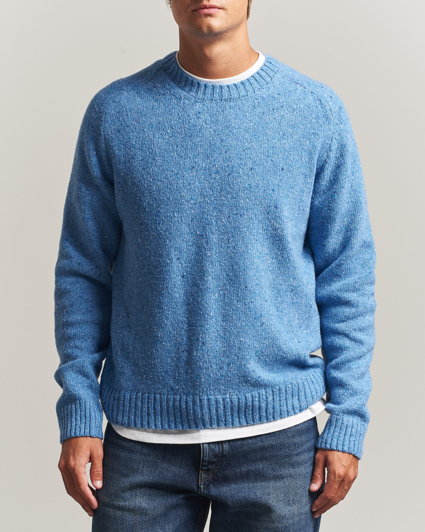Samsøe Samsøe Nate Donegal Wool Knitted Striped Sweater Cyaneus at