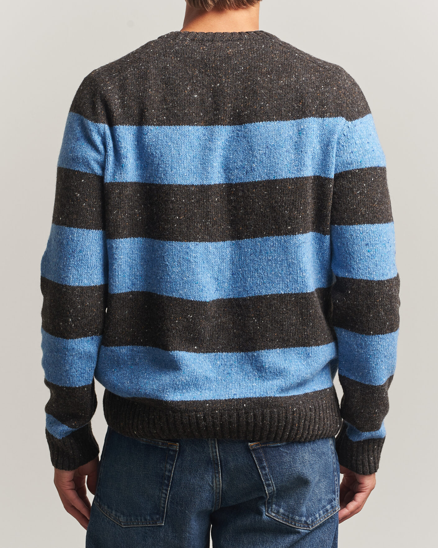 Men | Sweaters & Knitwear | Samsøe Samsøe | Nate Donegal Wool Knitted Striped Sweater Brown/Blue