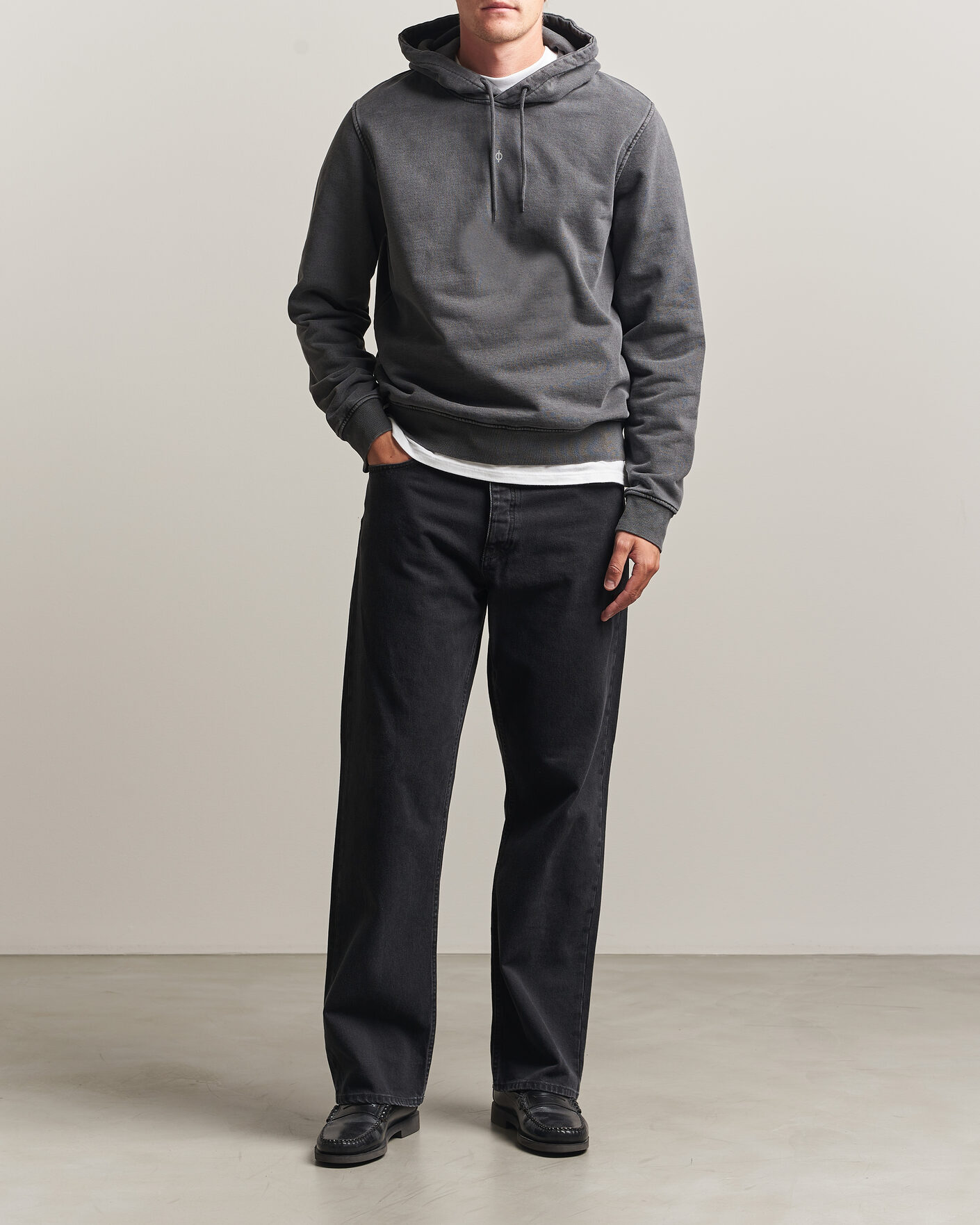 Men | Sweaters & Knitwear | Samsøe Samsøe | Ollie Washed Hoodie Black