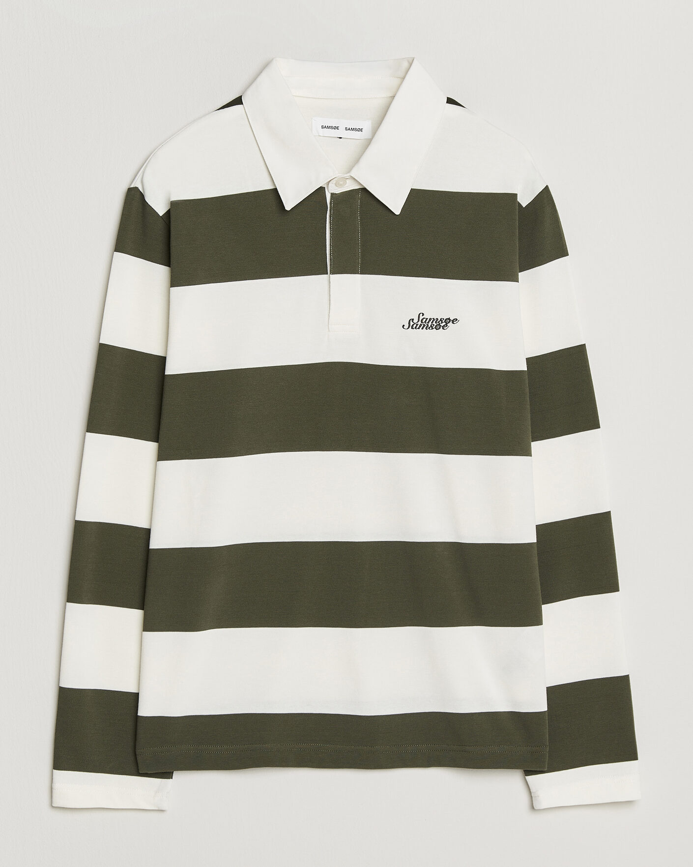 Men | Sweaters & Knitwear | Samsøe Samsøe | Kevin Barstriped Rugger Forest Night/White