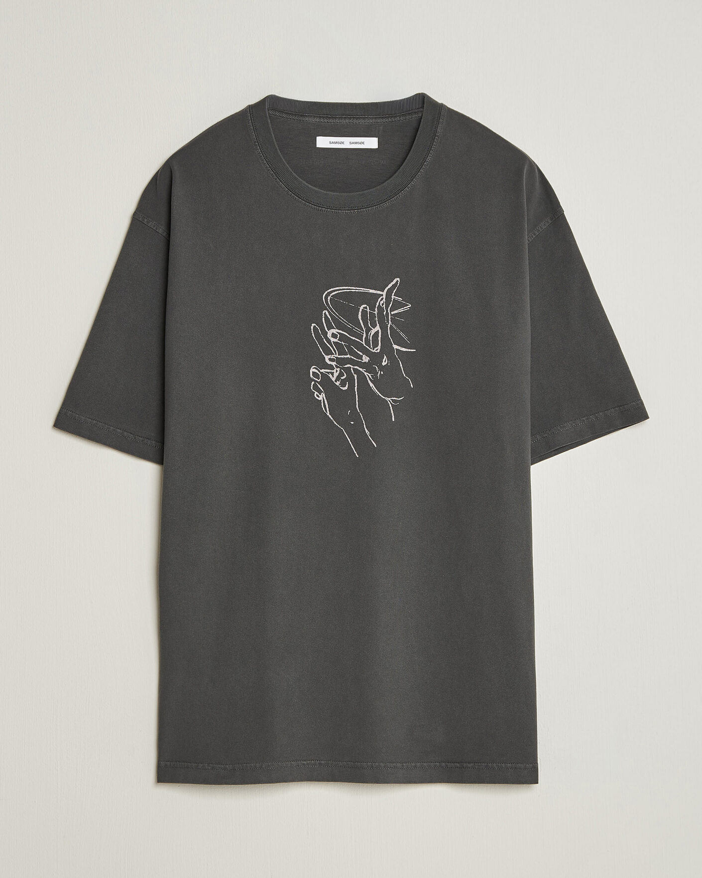 Men | T-Shirts | Samsøe Samsøe | Giles Printed Crew Neck T-Shirt Black Lines