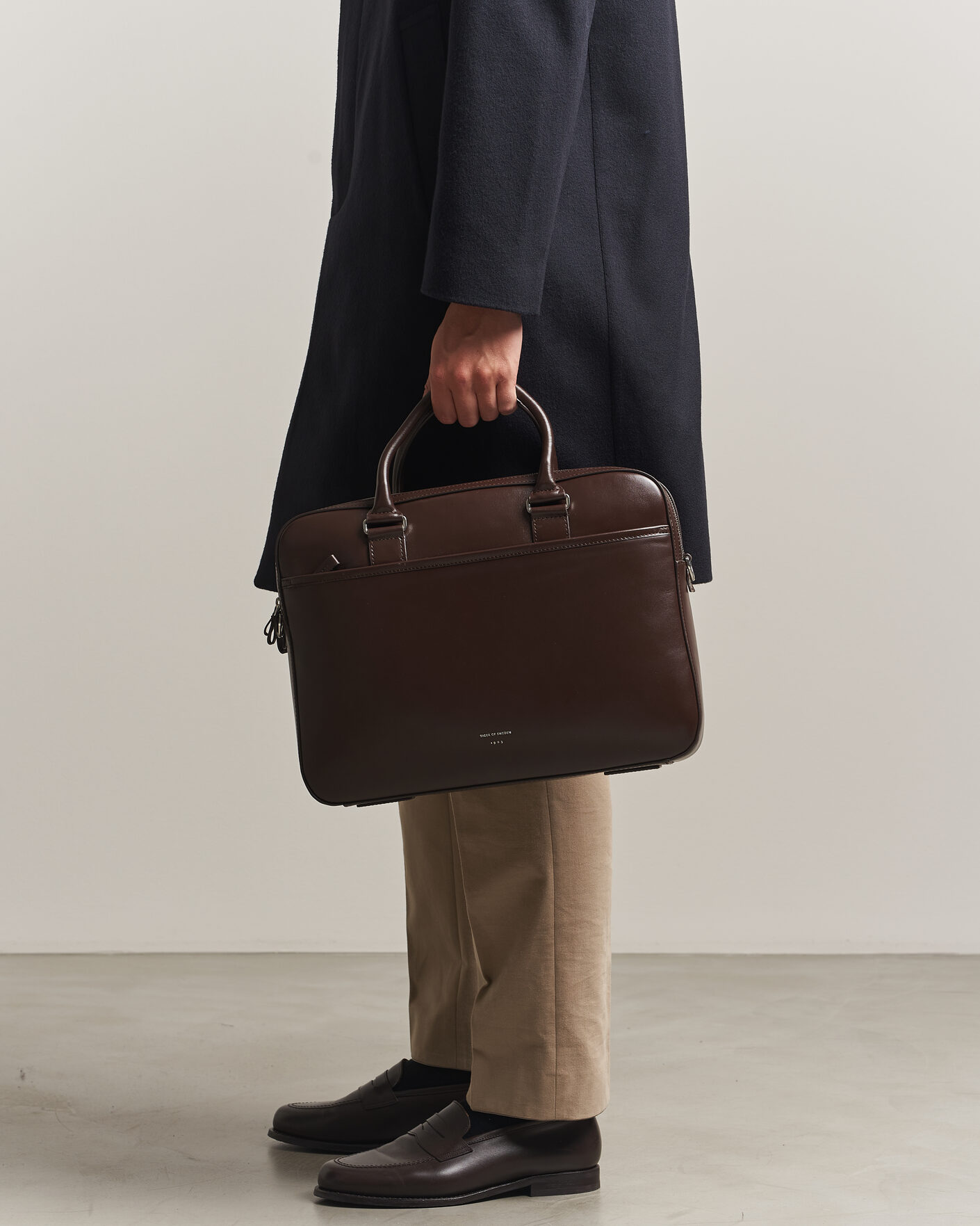 Men | Bags | Tiger of Sweden | Burin Smooth Leather Briefcase Dark Brown