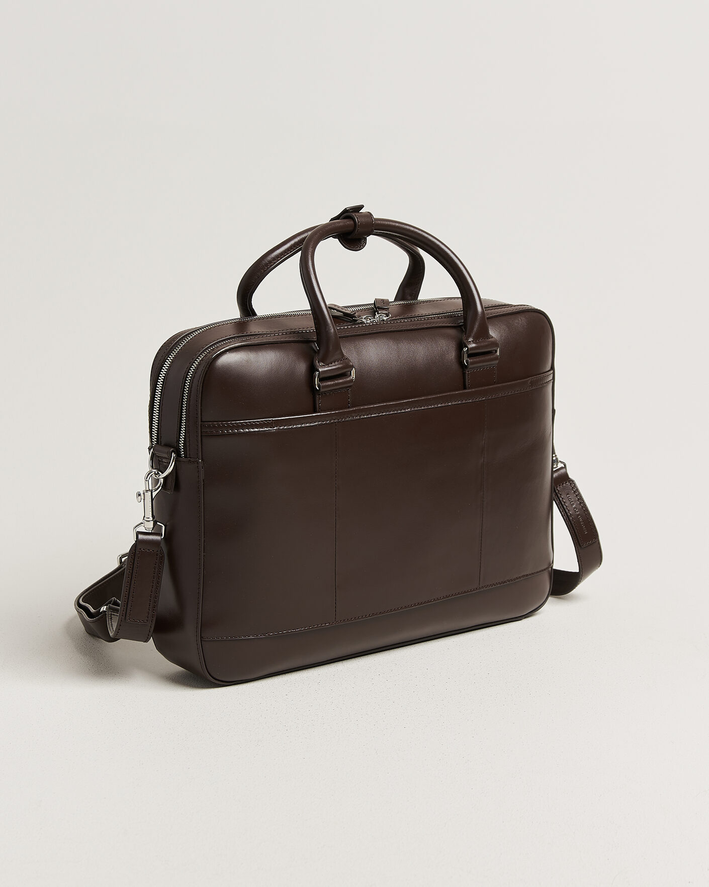 Men | Bags | Tiger of Sweden | Burin Smooth Leather Briefcase Dark Brown