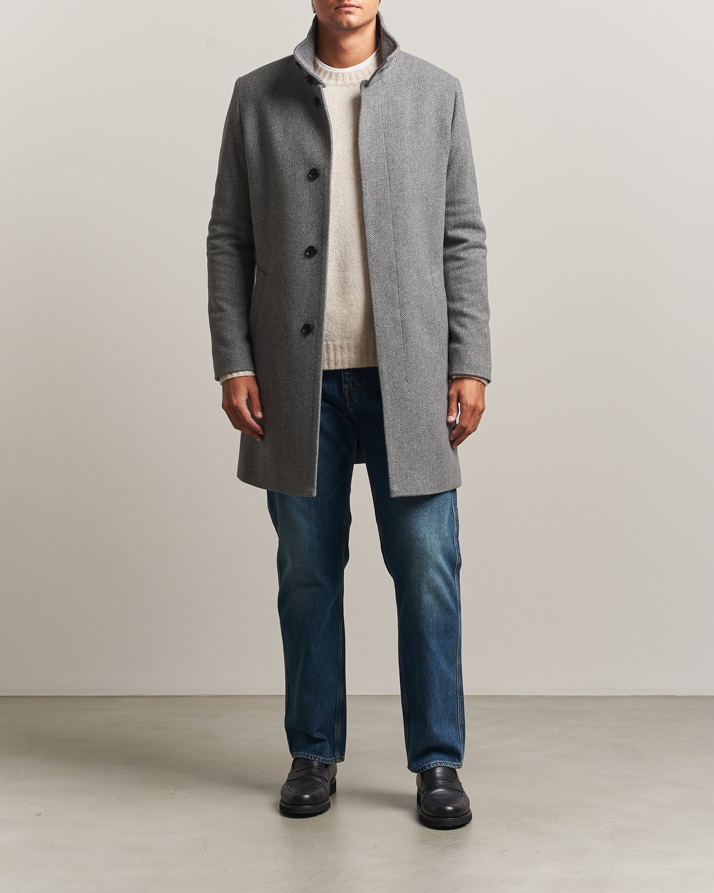 Men | Coats & Jackets | Tiger of Sweden | Aleric Wool Herringbone Coat Fogy