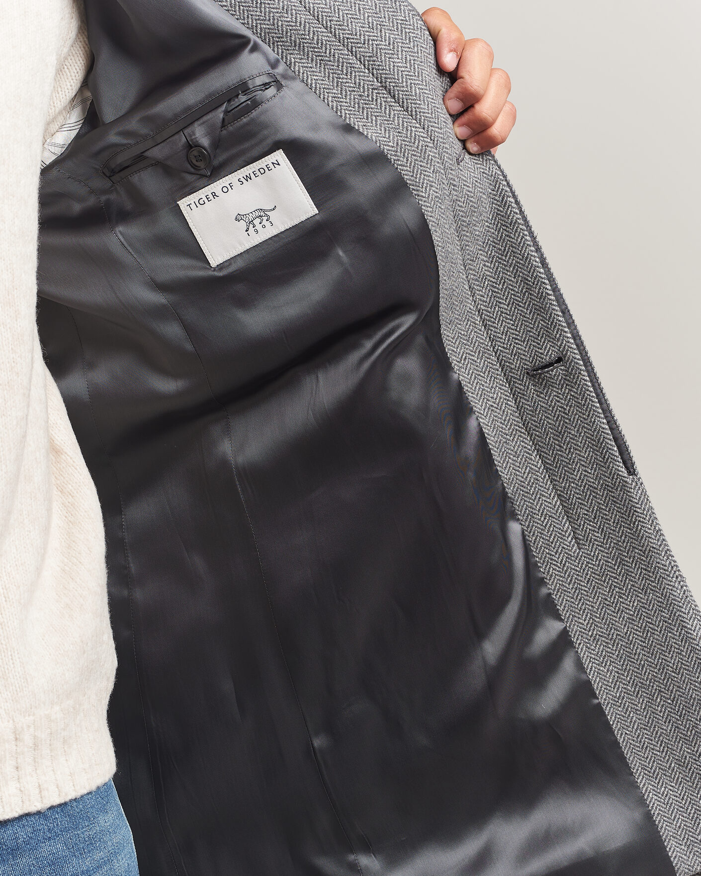 Men | Coats & Jackets | Tiger of Sweden | Aleric Wool Herringbone Coat Fogy