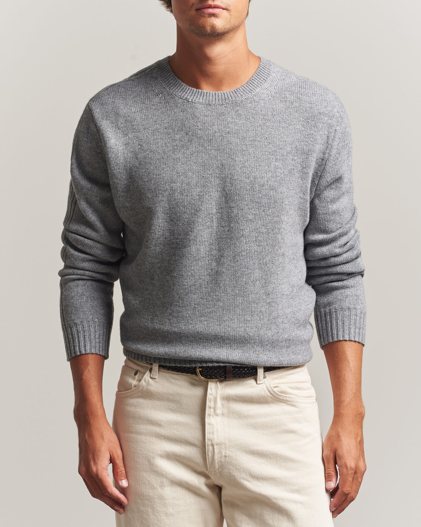 Men | Sweaters & Knitwear | Tiger of Sweden | Wilfred Wool/Cashmere Sweater Light Grey Melange