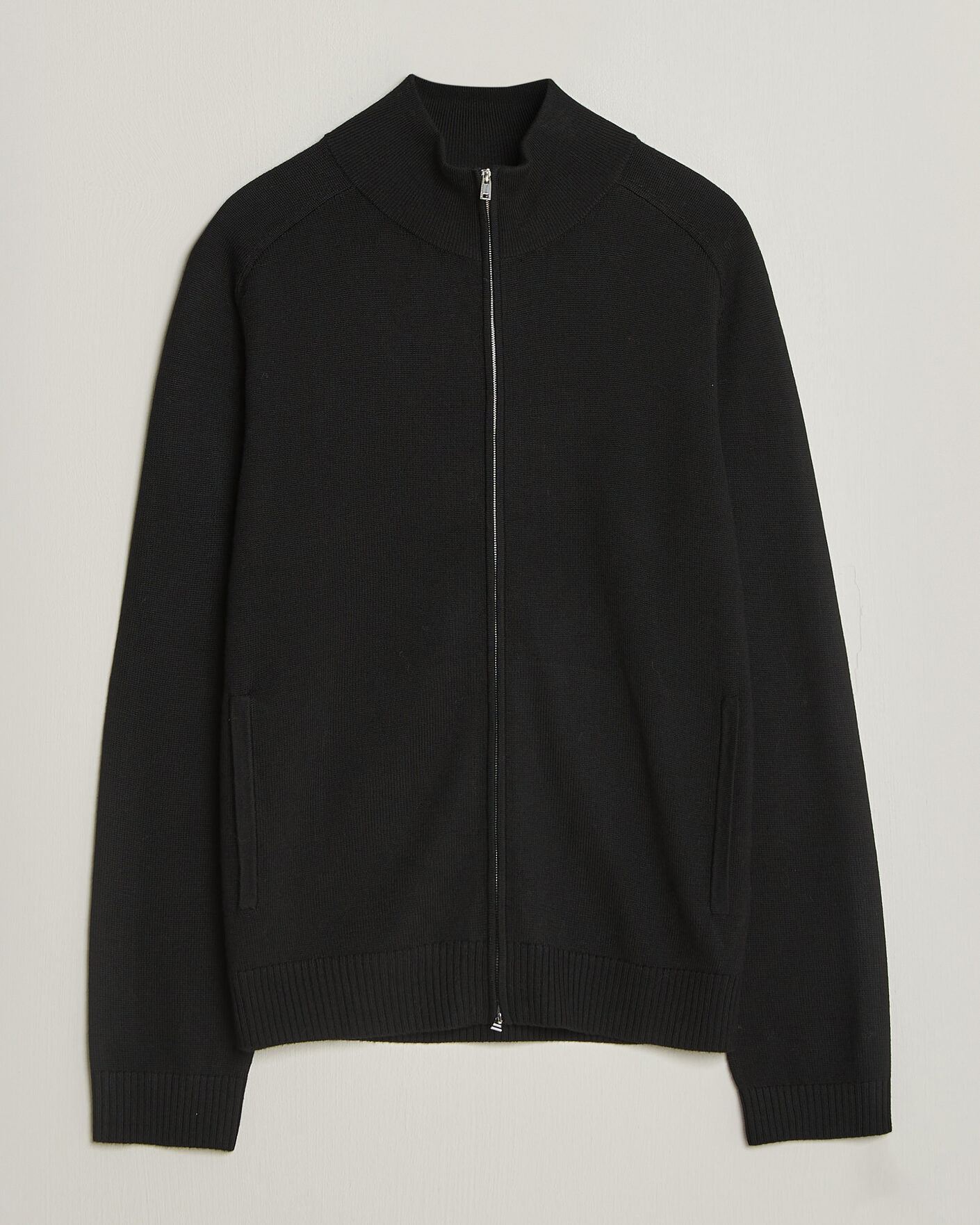 Men | Sweaters & Knitwear | Tiger of Sweden | Cassian Wool Full Zip Black