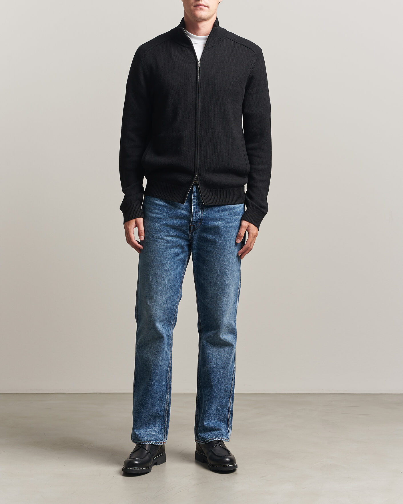 Men | Sweaters & Knitwear | Tiger of Sweden | Cassian Wool Full Zip Black