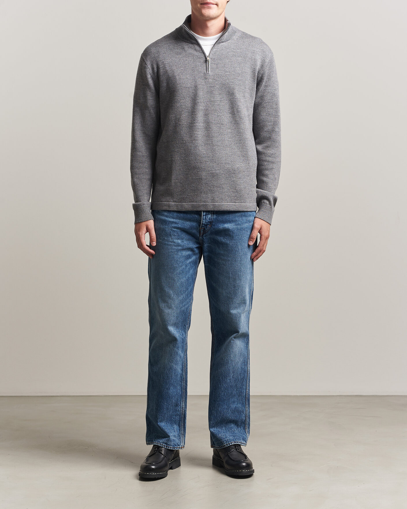 Tiger of Sweden Travis Wool Half Zip Concrete Melange at