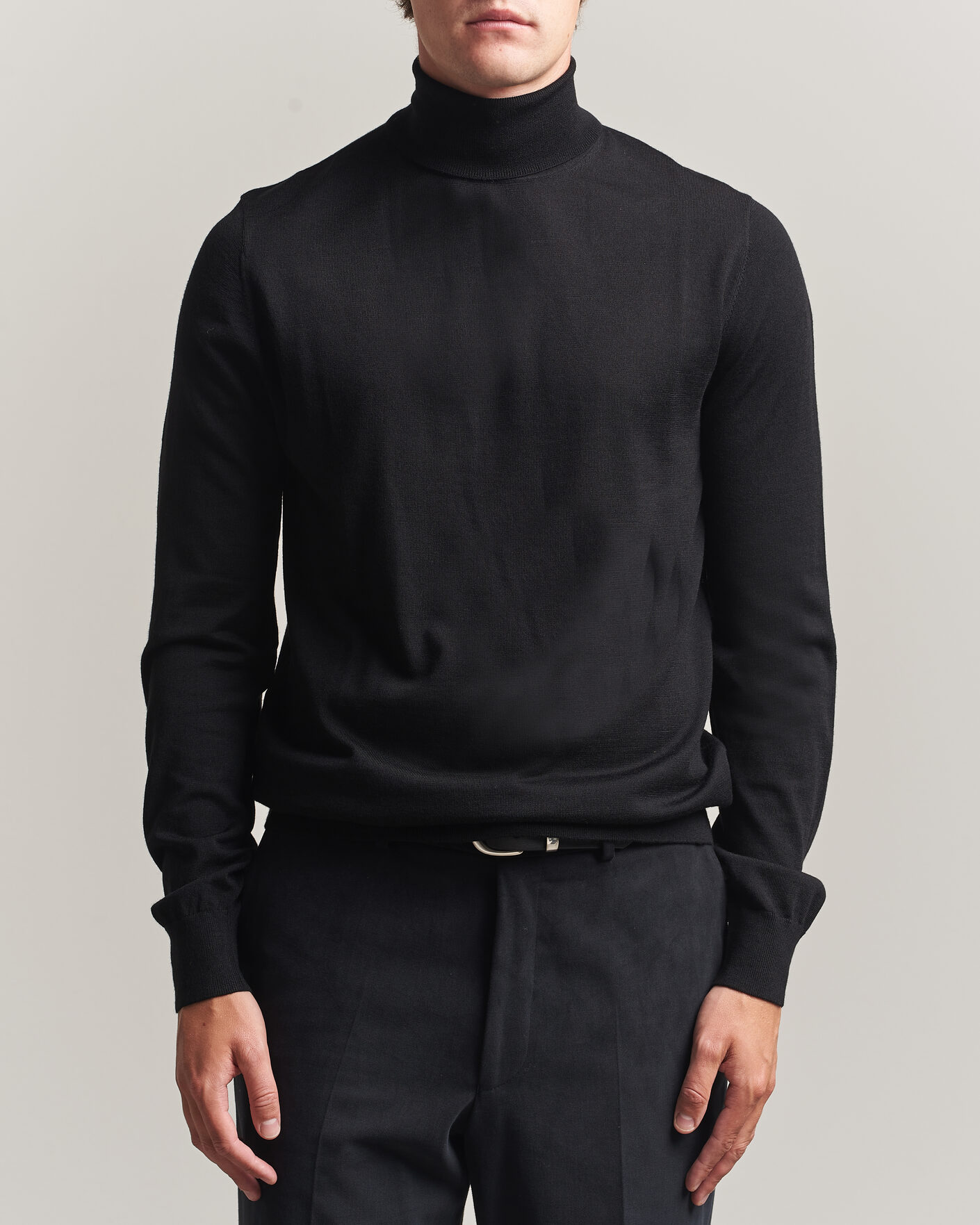 Men | Sweaters & Knitwear | Tiger of Sweden | Nevile Extra Fine Merino Polo Black