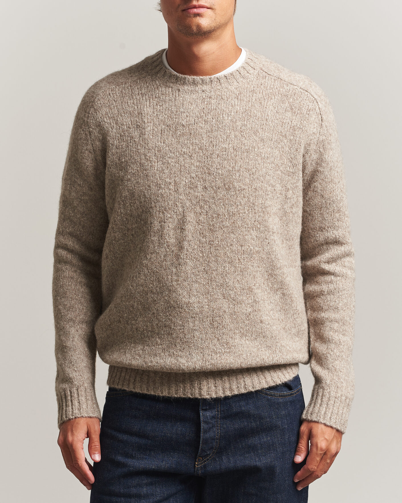 Men | Sweaters & Knitwear | Tiger of Sweden | Adryan Yak/Alpaca Knitted Sweater Stone Melange