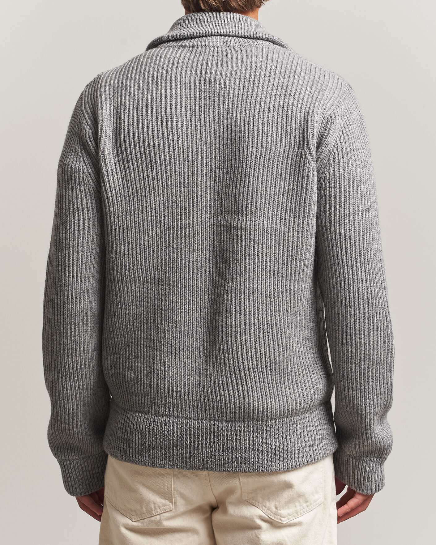 Men | Sweaters & Knitwear | Tiger of Sweden | Niall Wool Heavy Knitted Full Zip Grey Melange
