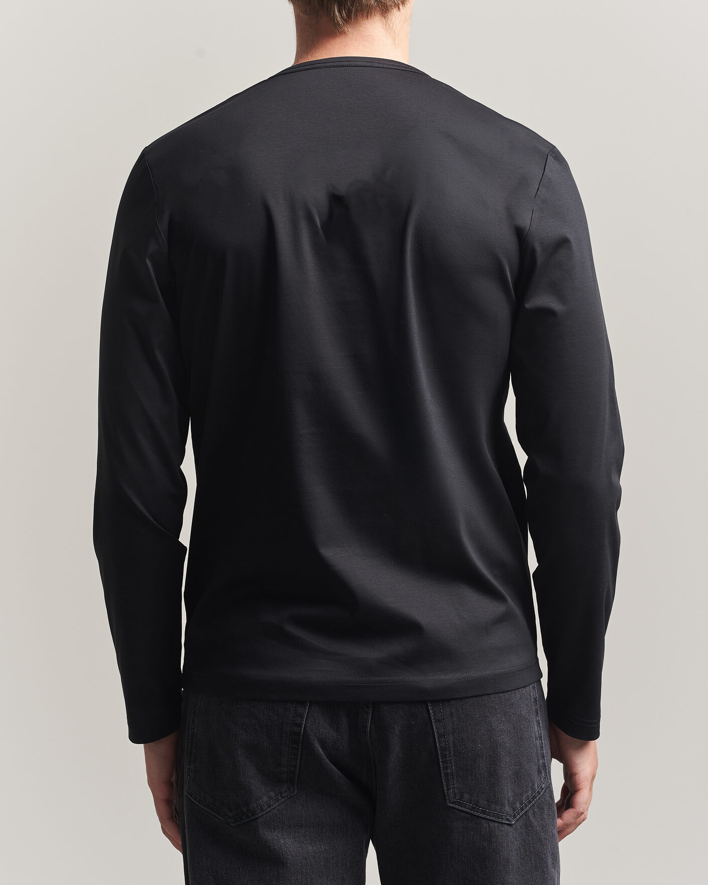 Men | T-Shirts | Tiger of Sweden | Olaf Mercerized Cotton Long Sleeve T-Shirt Black