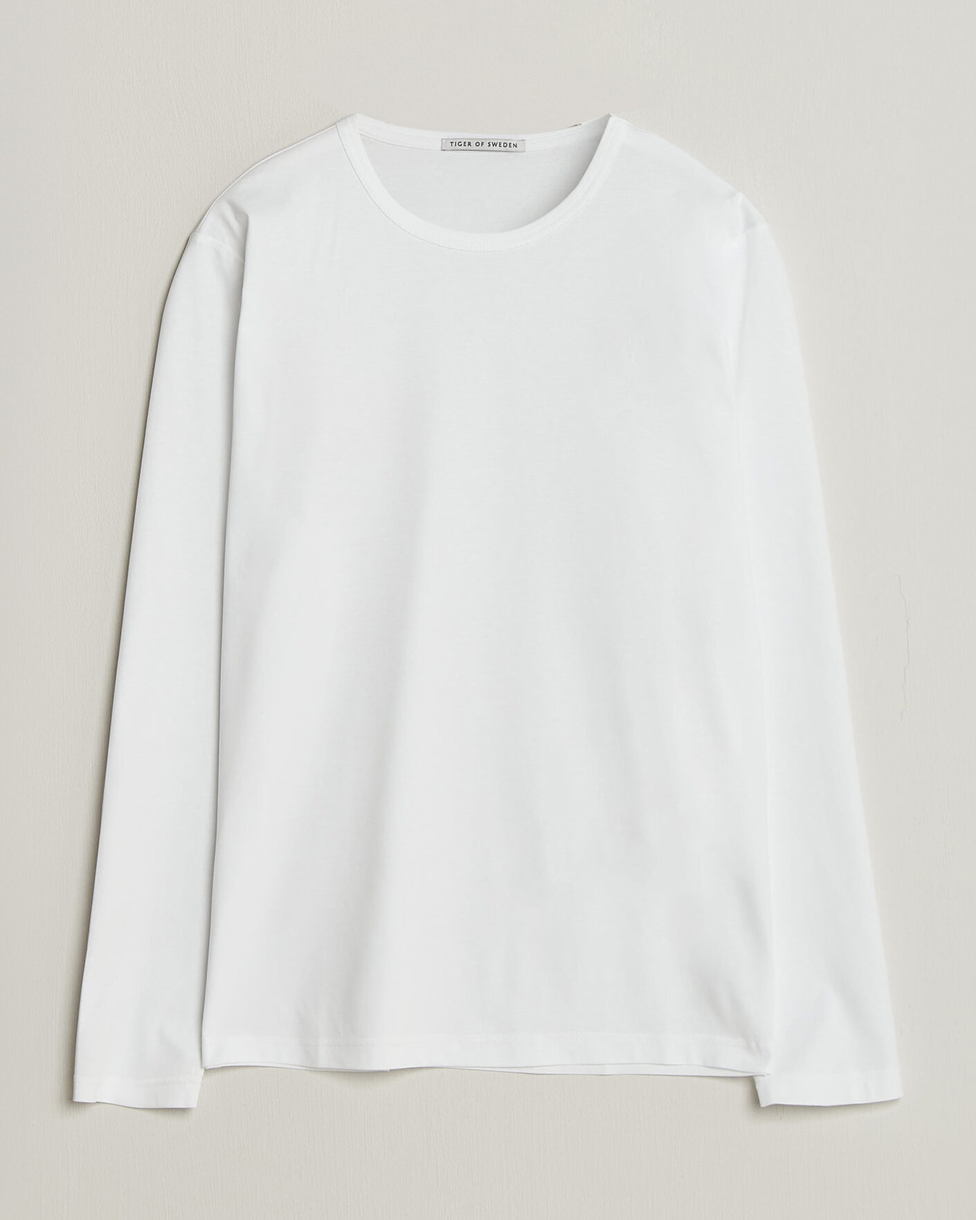 Men | T-Shirts | Tiger of Sweden | Olaf Mercerized Cotton Long Sleeve T-Shirt Pure White
