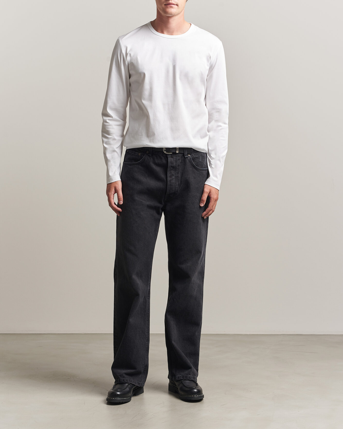 Men | T-Shirts | Tiger of Sweden | Olaf Mercerized Cotton Long Sleeve T-Shirt Pure White