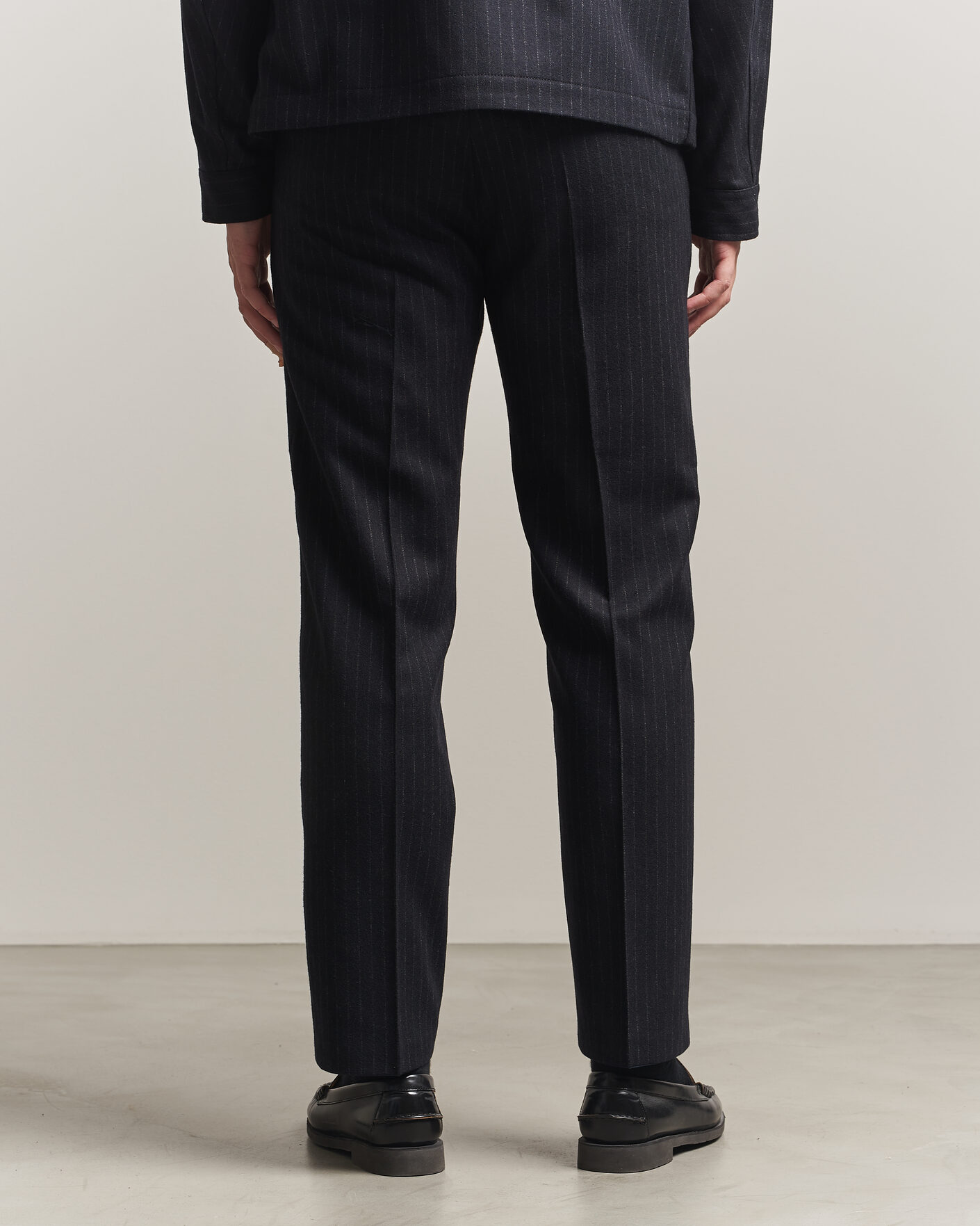Men | Trousers | Tiger of Sweden | Tense Wool Pleated Pinstriped Trousers Blue Function