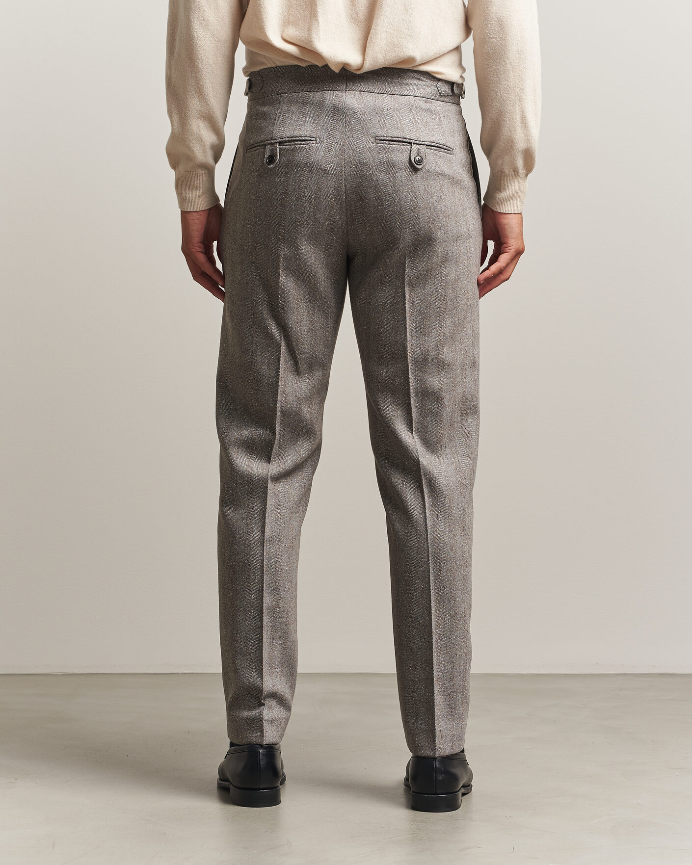 Men | Trousers | Tiger of Sweden | Tense Wool Donegal Suit Trousers Dark Stone