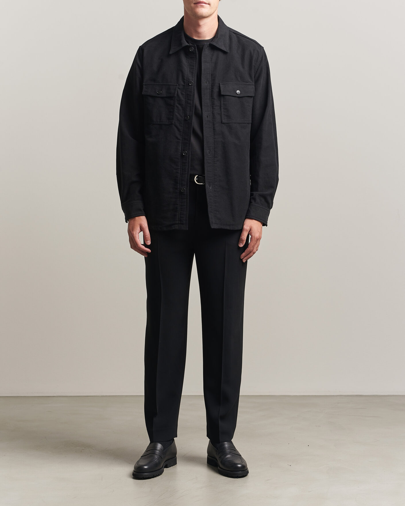 Men | Shirts | Tiger of Sweden | Bishop Cotton Overshirt Black