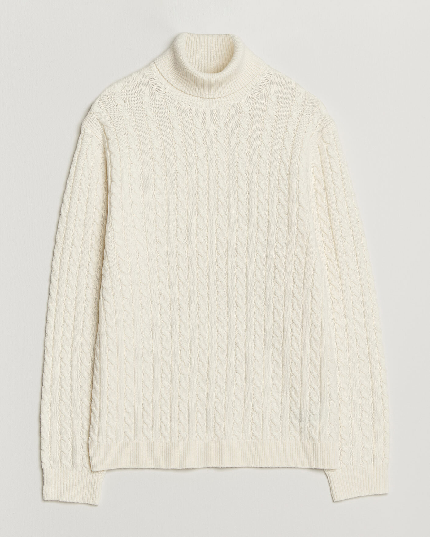 Men | Sweaters & Knitwear | Tiger of Sweden | Wilde Wool/Cashmere Cable Turtleneck Porcelain Cream