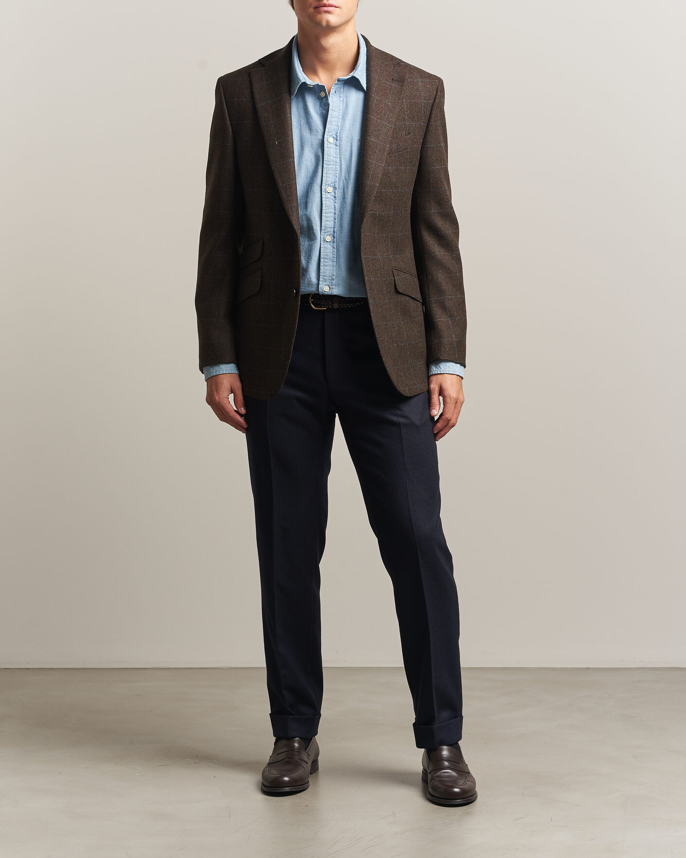 Men | Blazers | Walker Slater | Edward Lambswool Windowpane Blazer Brown