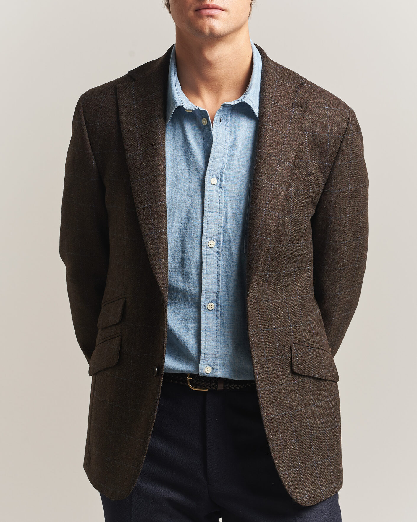 Men | Blazers | Walker Slater | Edward Lambswool Windowpane Blazer Brown