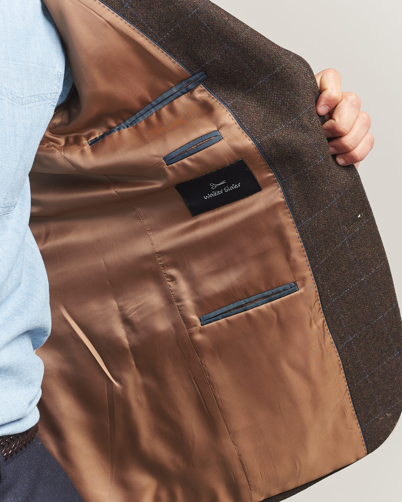 Men | Blazers | Walker Slater | Edward Lambswool Windowpane Blazer Brown
