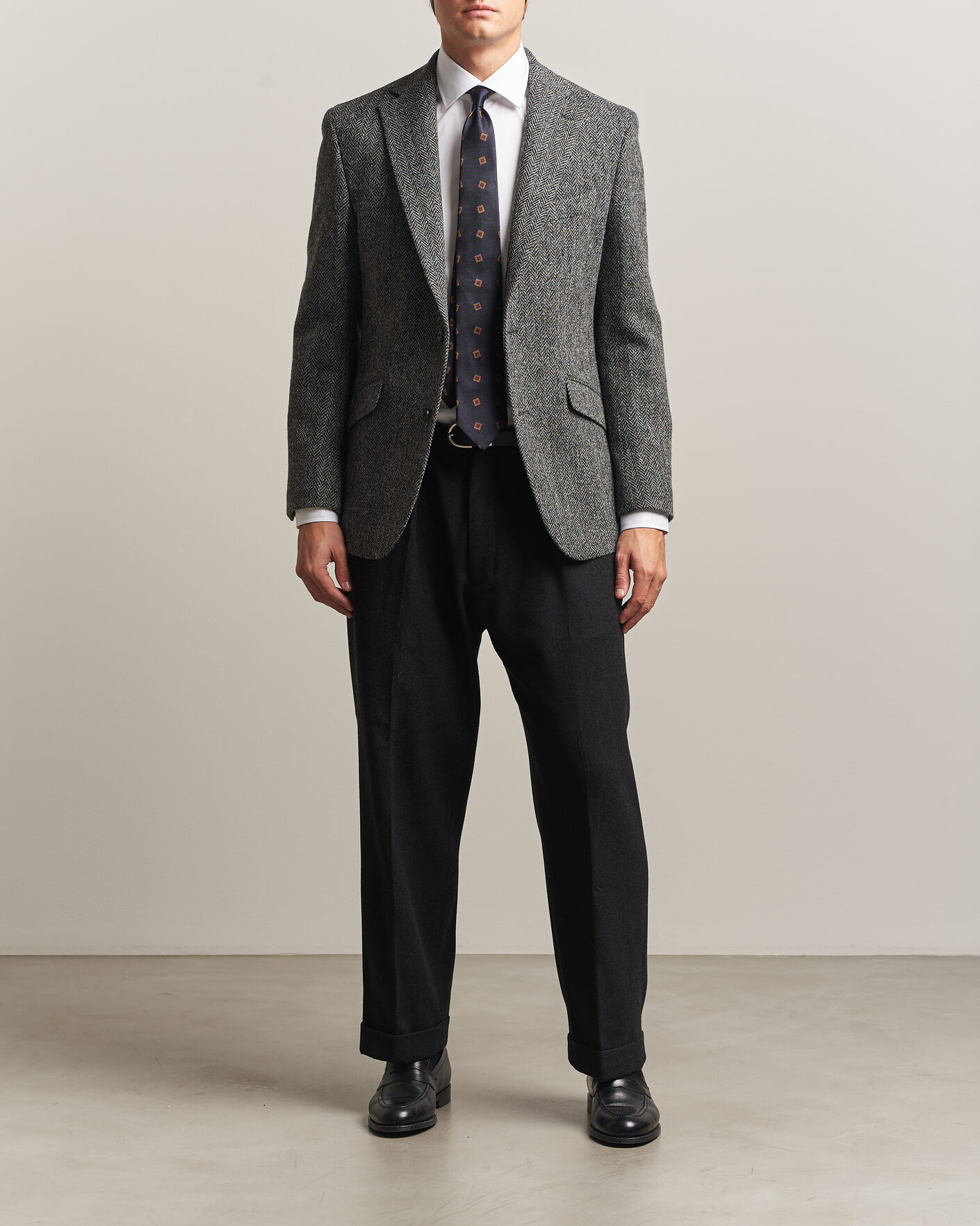 Men | Blazers | Walker Slater | Edward Harris Tweed Herringbone Blazer Charcoal