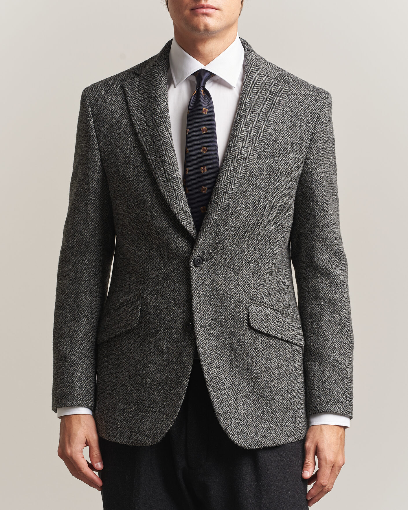 Men | Blazers | Walker Slater | Edward Harris Tweed Herringbone Blazer Charcoal