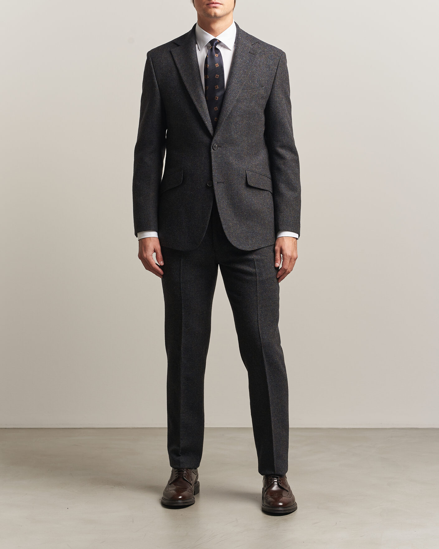 Men | Trousers | Walker Slater | Edward Shetland Wool Donegal Trousers Navy