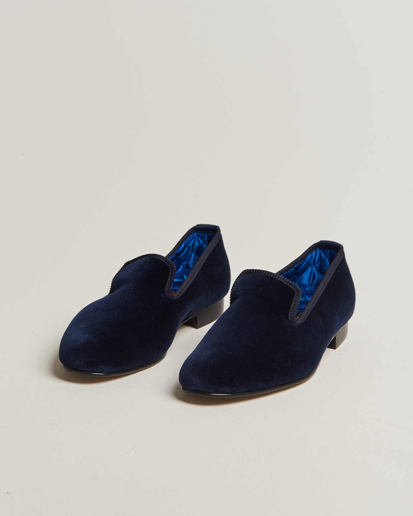Men | Loafers | Bowhill & Elliott | Plain Albert Pump Navy Velvet