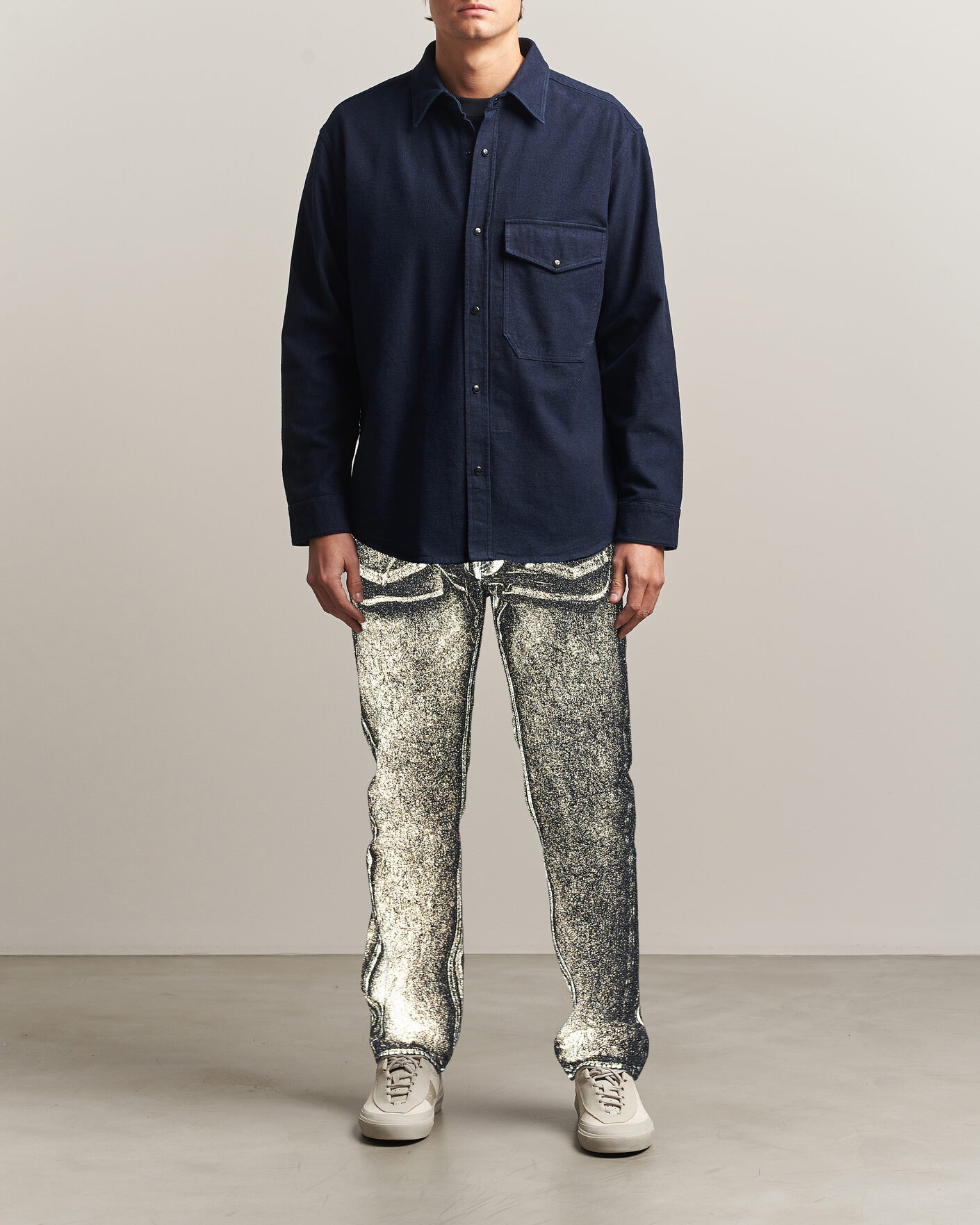 Men | Jeans | Stone Island | Hand Sprayed Reflective Bull Denim Jeans Slate Blue