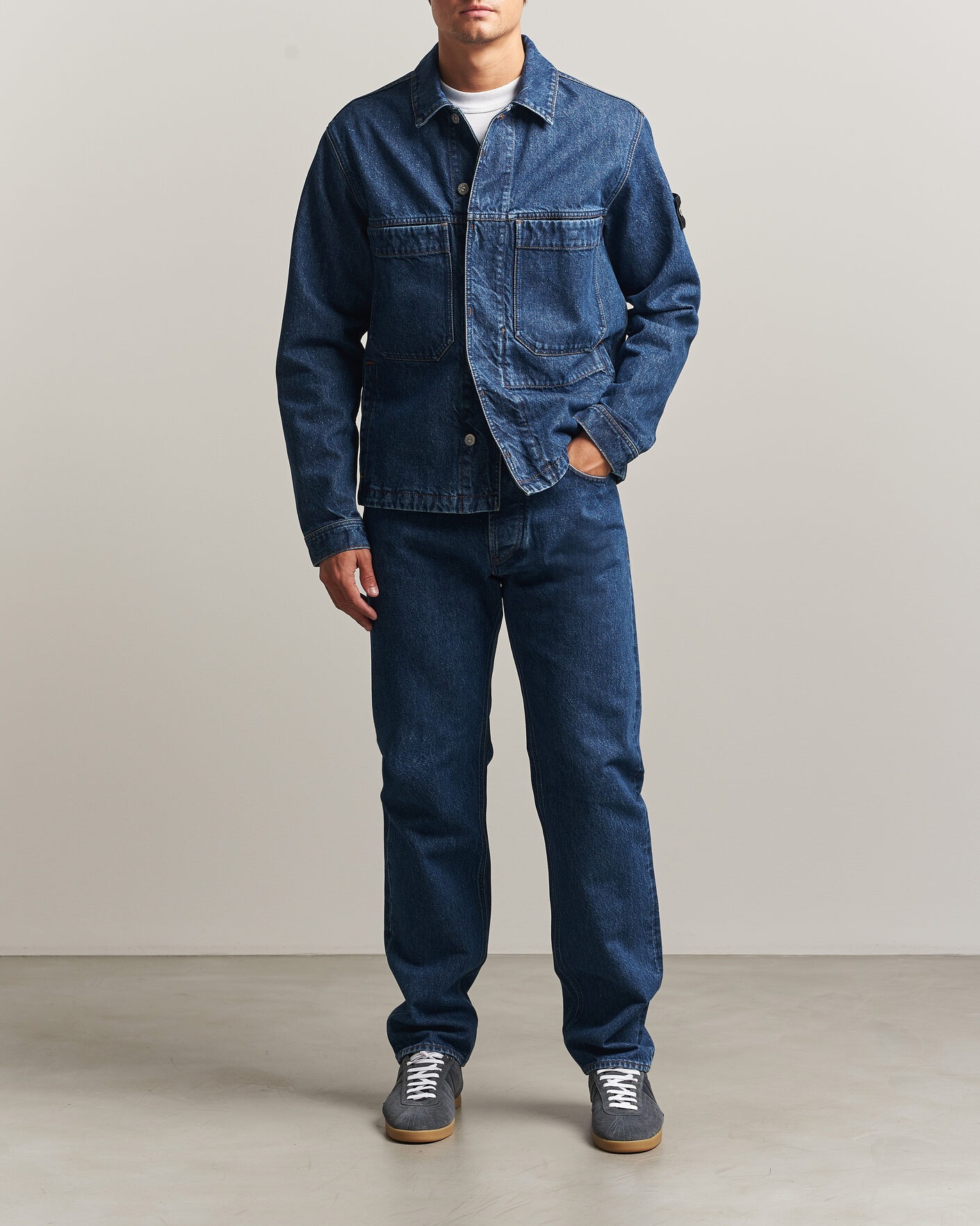 Men | Coats & Jackets | Stone Island | Indigo Denim Coach Jacket Blue Medium Wash