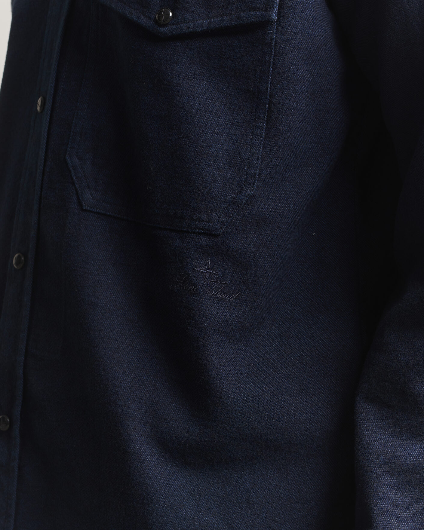 Men | Shirts | Stone Island | Organic Cotton Flannel Denim Shirt Indigo