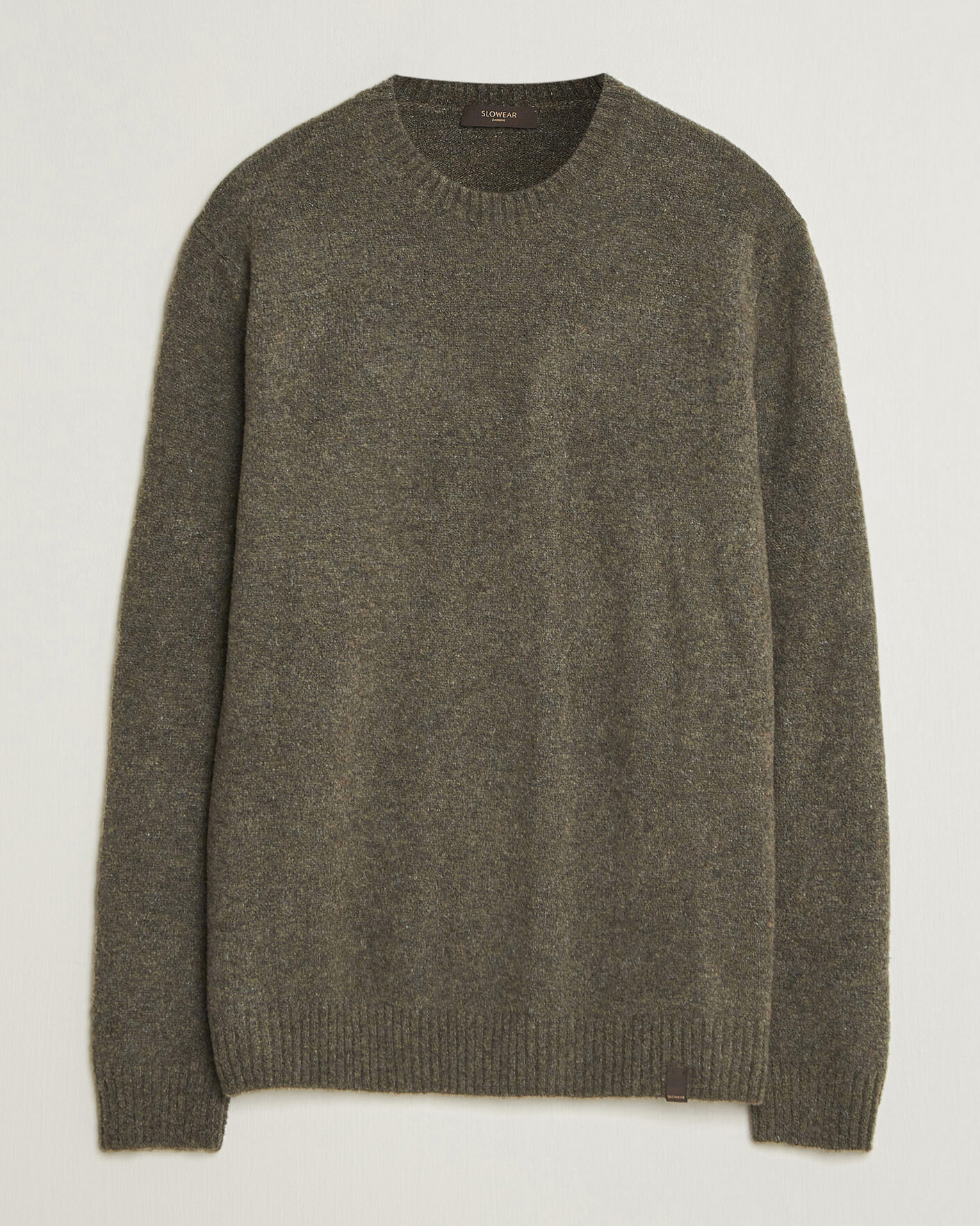Men | Sweaters & Knitwear | Zanone | Wool Boucle Crew Neck Forest Green