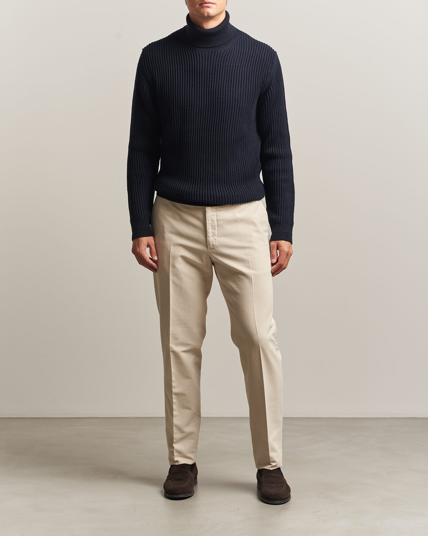 Men | Sweaters & Knitwear | Zanone | Fishermans Rib Rollneck Navy
