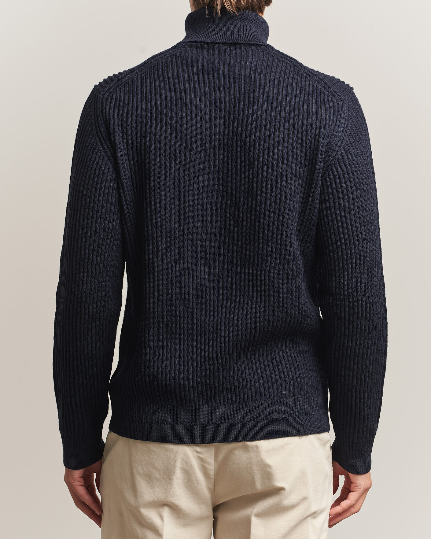Men | Sweaters & Knitwear | Zanone | Fishermans Rib Rollneck Navy