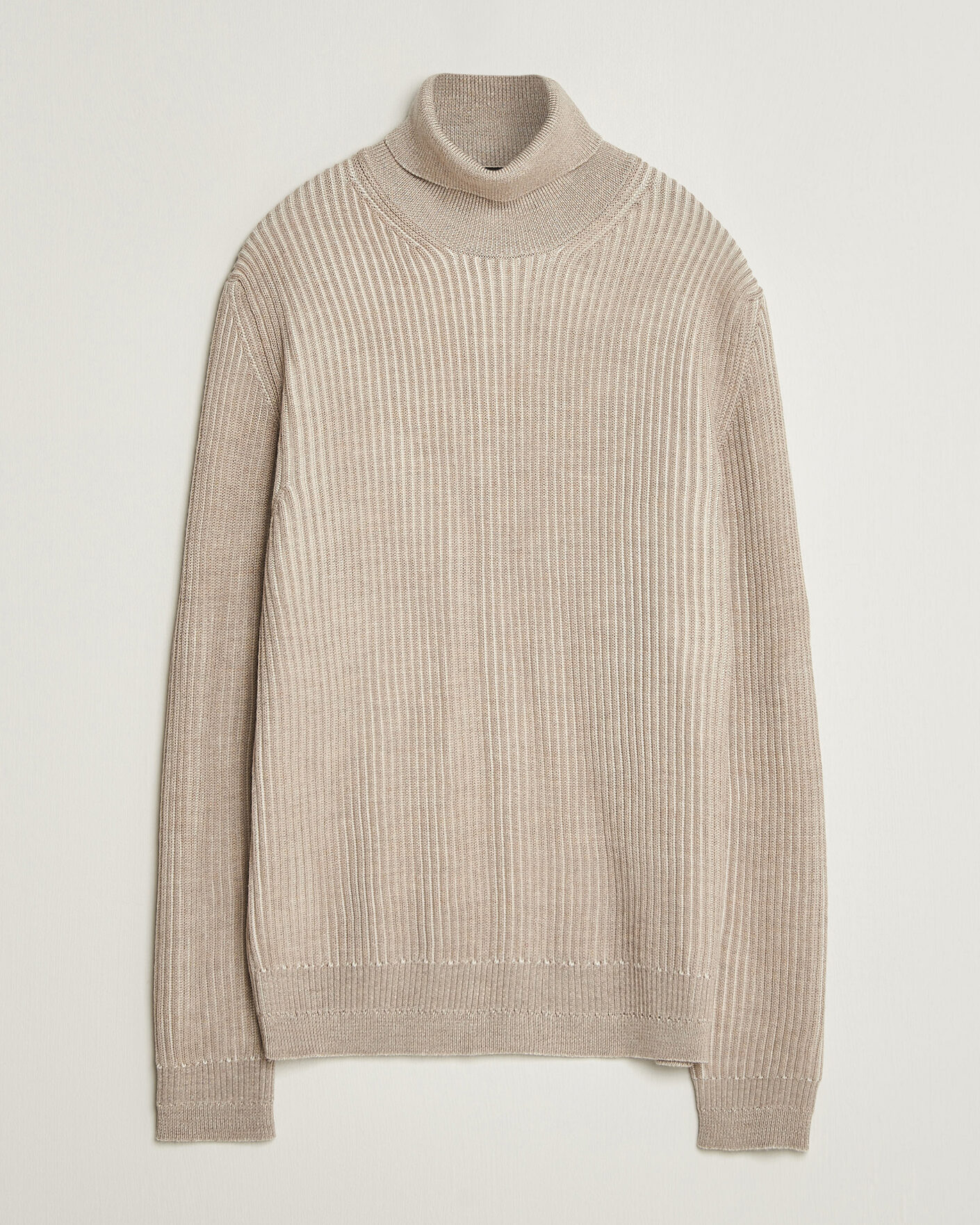 Men | Sweaters & Knitwear | Zanone | Fishermans Rib Rollneck Beige