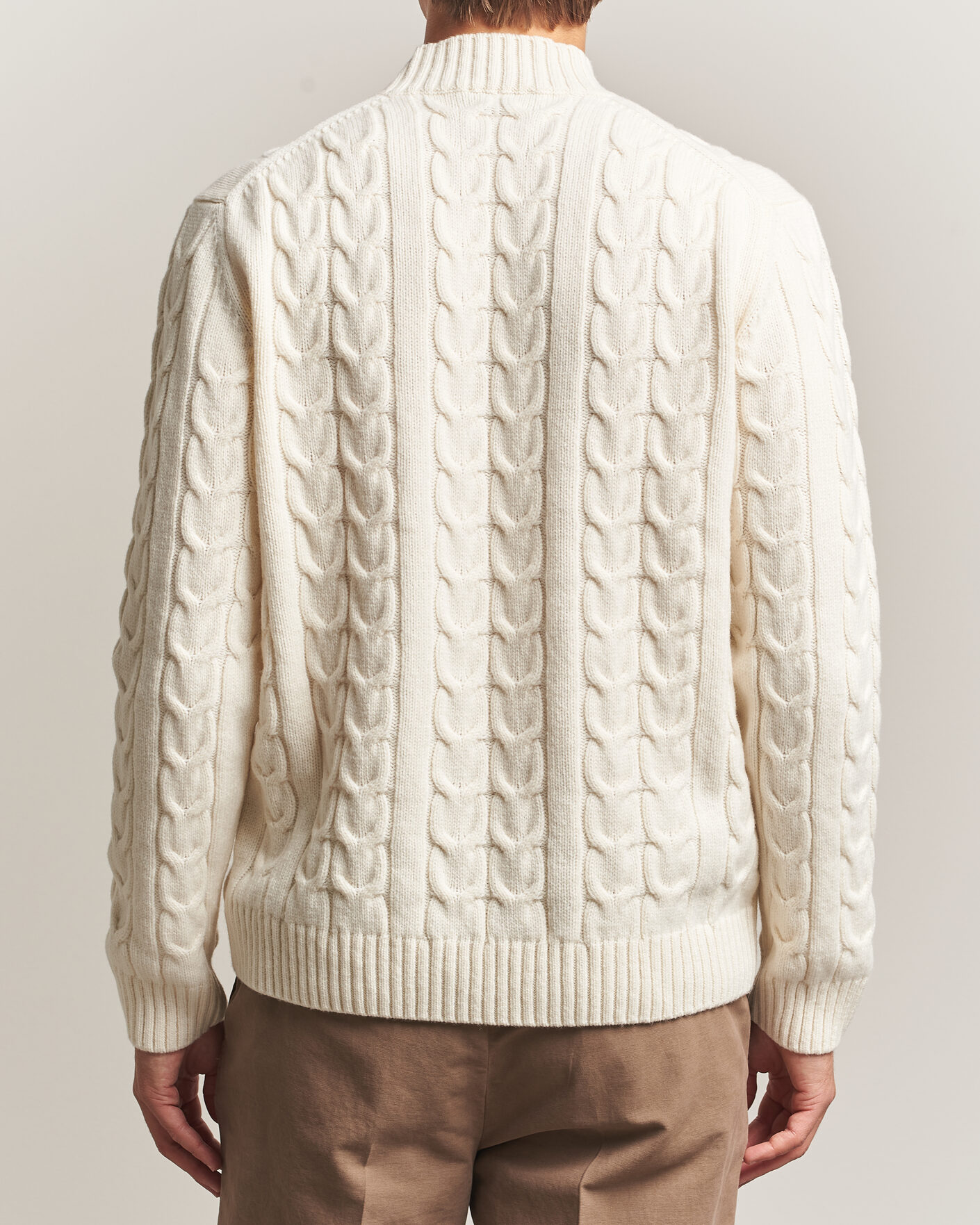 Men | Sweaters & Knitwear | Zanone | Double Cable Crew Neck Latte