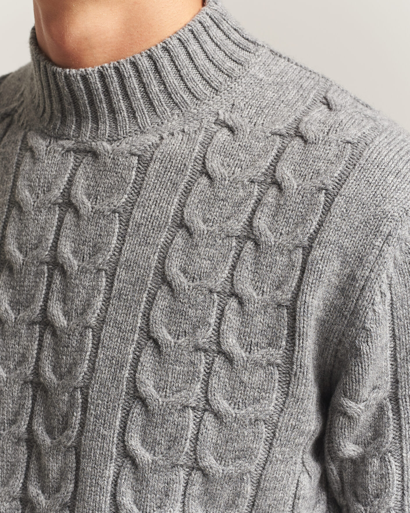 Zanone Double Cable Crew Neck Grey Melange at CareOfCarl.com