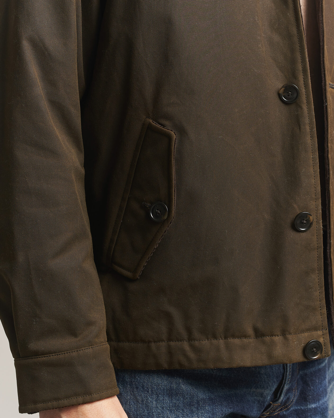Men | Coats & Jackets | Baracuta | Waxed Sherling Lined Deck Jacket Deep Moss