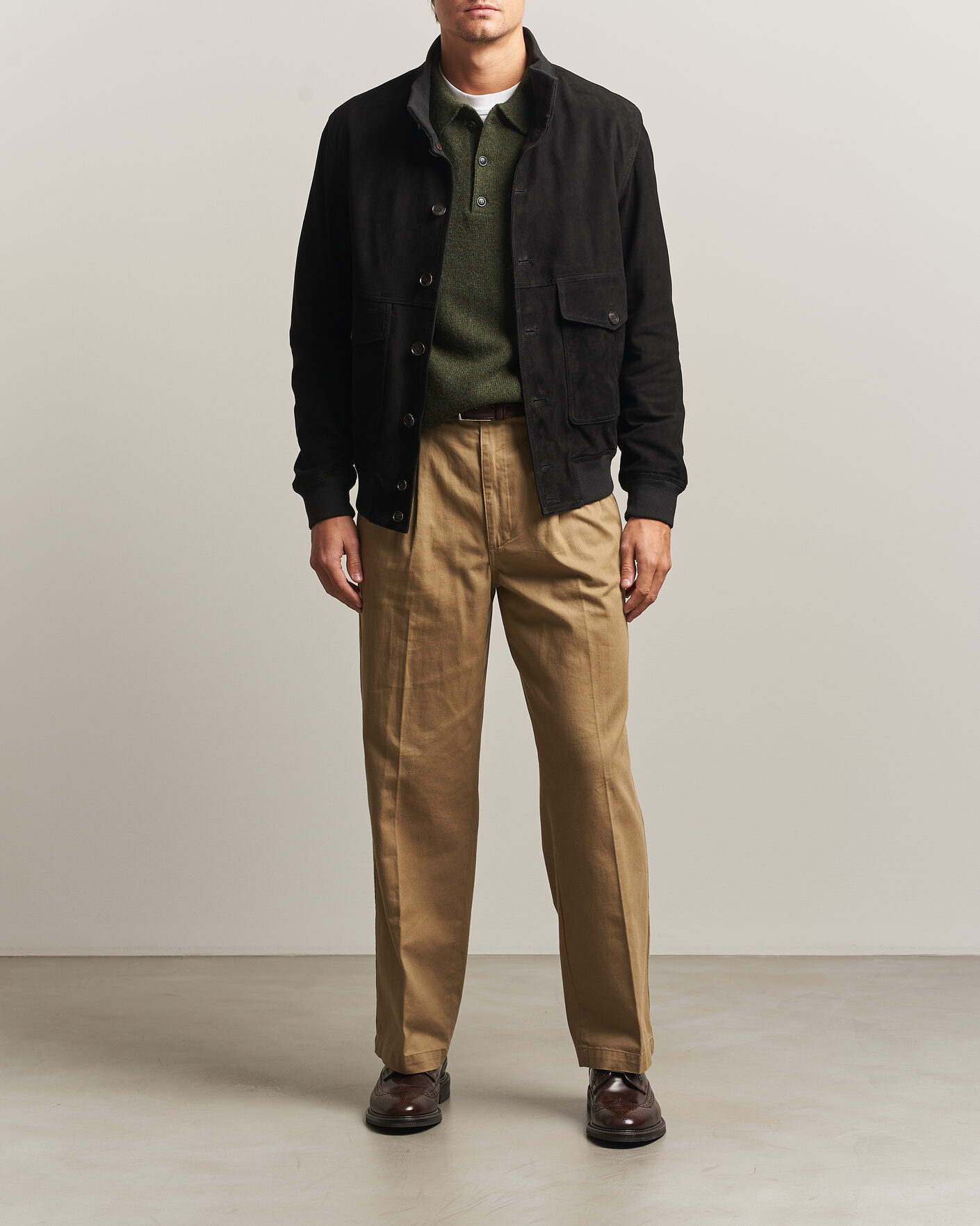 Men | Coats & Jackets | Baracuta | Suede Blouson Jacket Black
