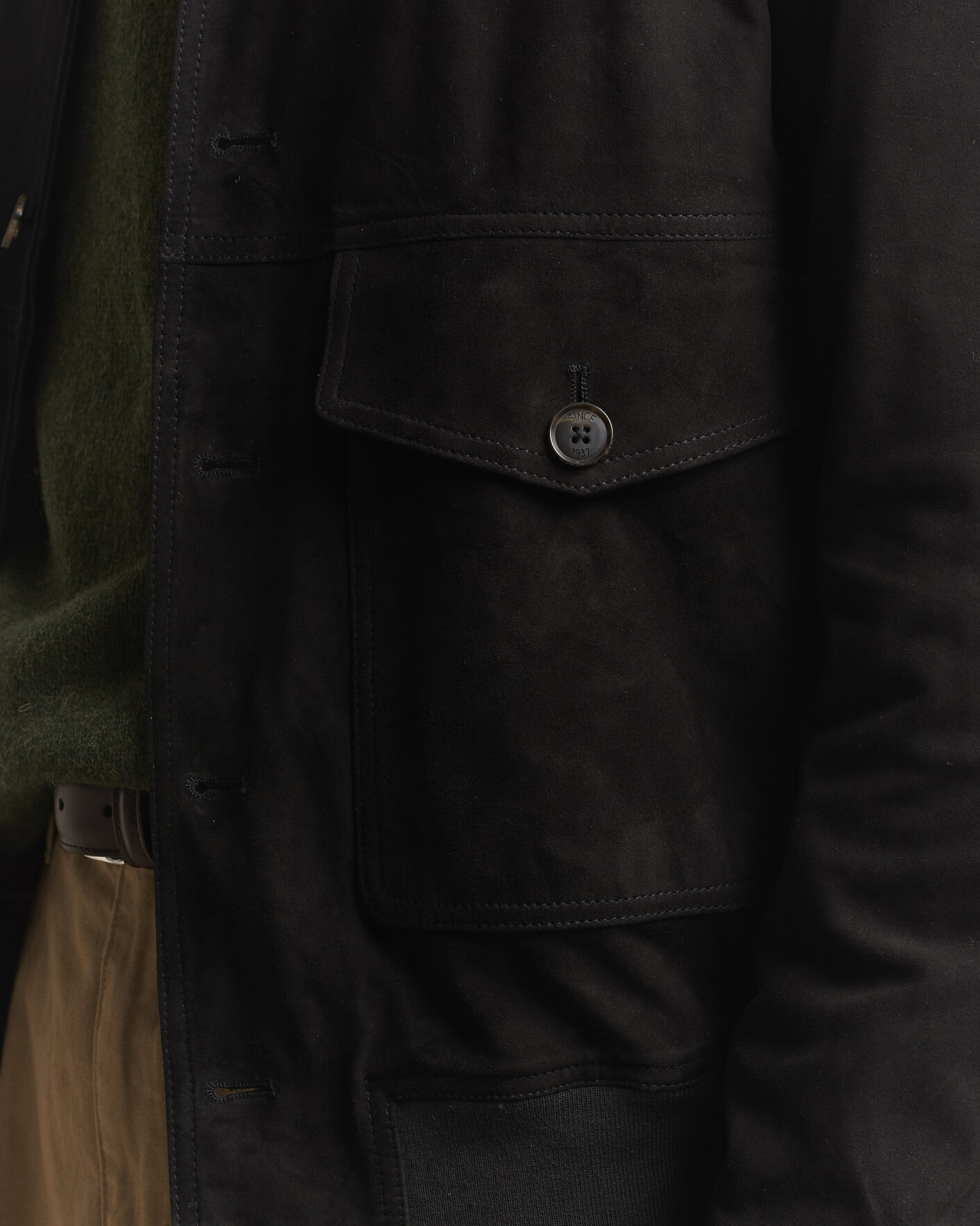 Men | Coats & Jackets | Baracuta | Suede Blouson Jacket Black