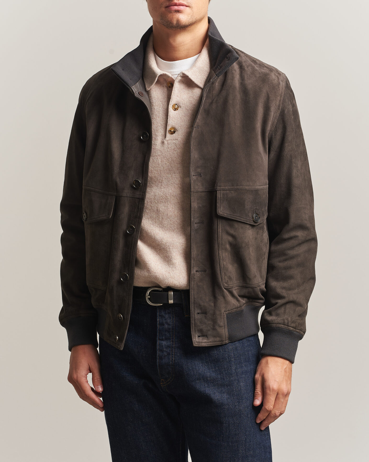 Men | Coats & Jackets | Baracuta | Suede Blouson Jacket December Sky